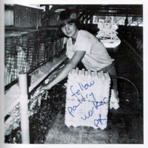 1982 Yearbook photo - Gathering eggs in 10th grade.